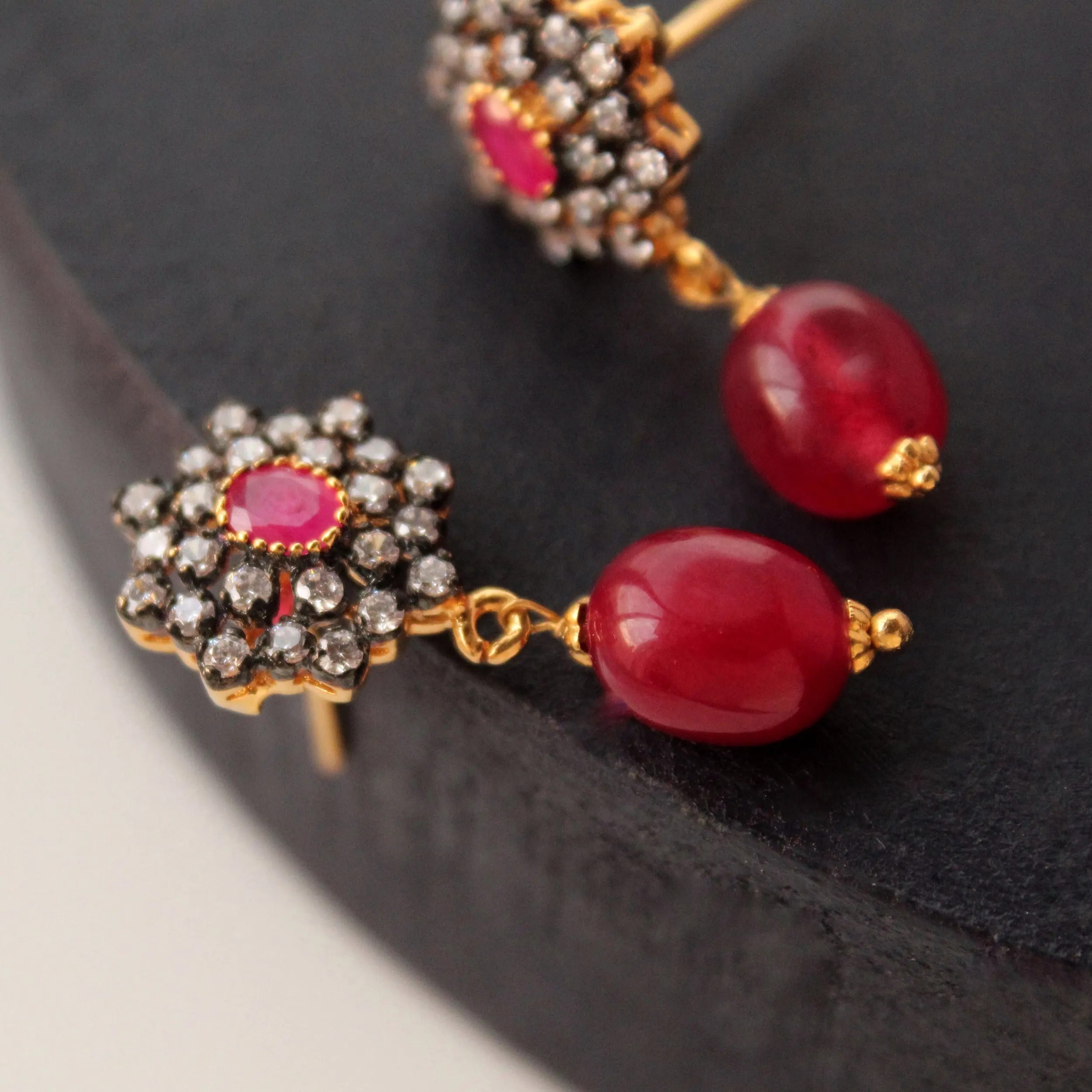 Earrings in Chetum and Zircons