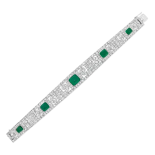 Emerald & Diamond Art Deco Bracelet