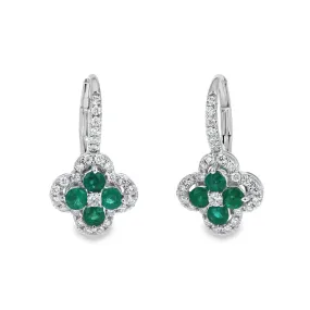 Emerald & Diamond Clover Style Earrings