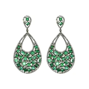 Emerald & Diamond Raindrop Earrings