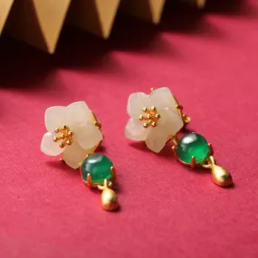 Emerald & Jasmine Japanese Earrings