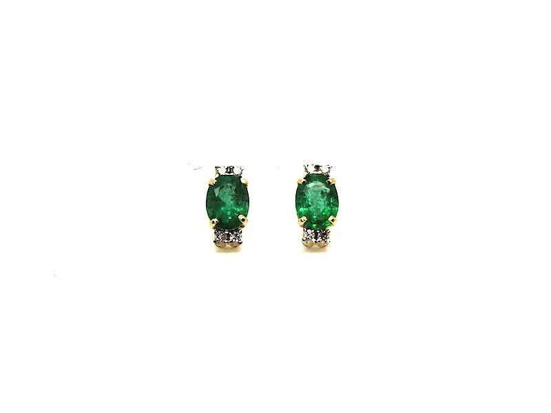 Emerald And Diamond Stud Ad No.0174 (6/8mm)