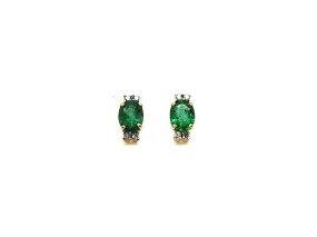 Emerald And Diamond Stud Ad No.0174 (6/8mm)