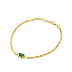 Emerald Cut Bracelet Rectangle Cubic Zirconia Simulated Diamond with Halo Thick Chain Bracelet KESLEY