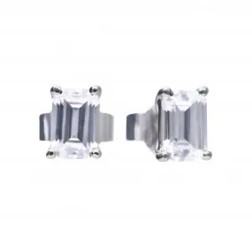Emerald Cut Cubic Zirconia Studs Earrings E5782