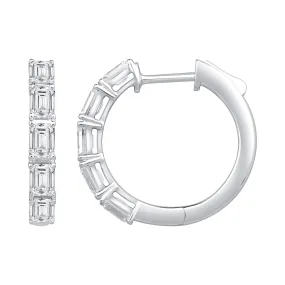 Emerald Cut Hoop Earrings with 2.00ct of Laboratory Grown Diamonds in 9ct White Gold