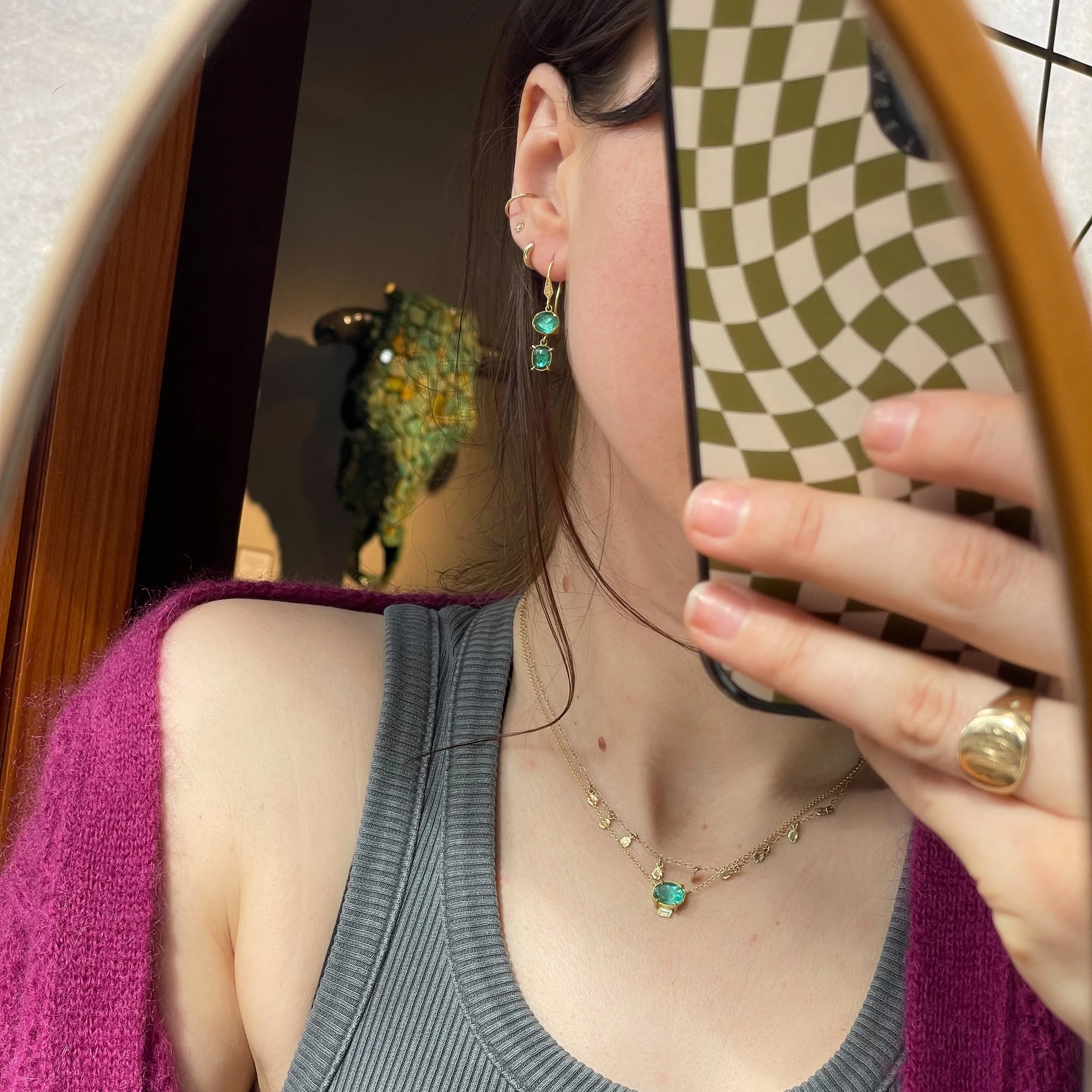 Emerald Double Drop Earrings