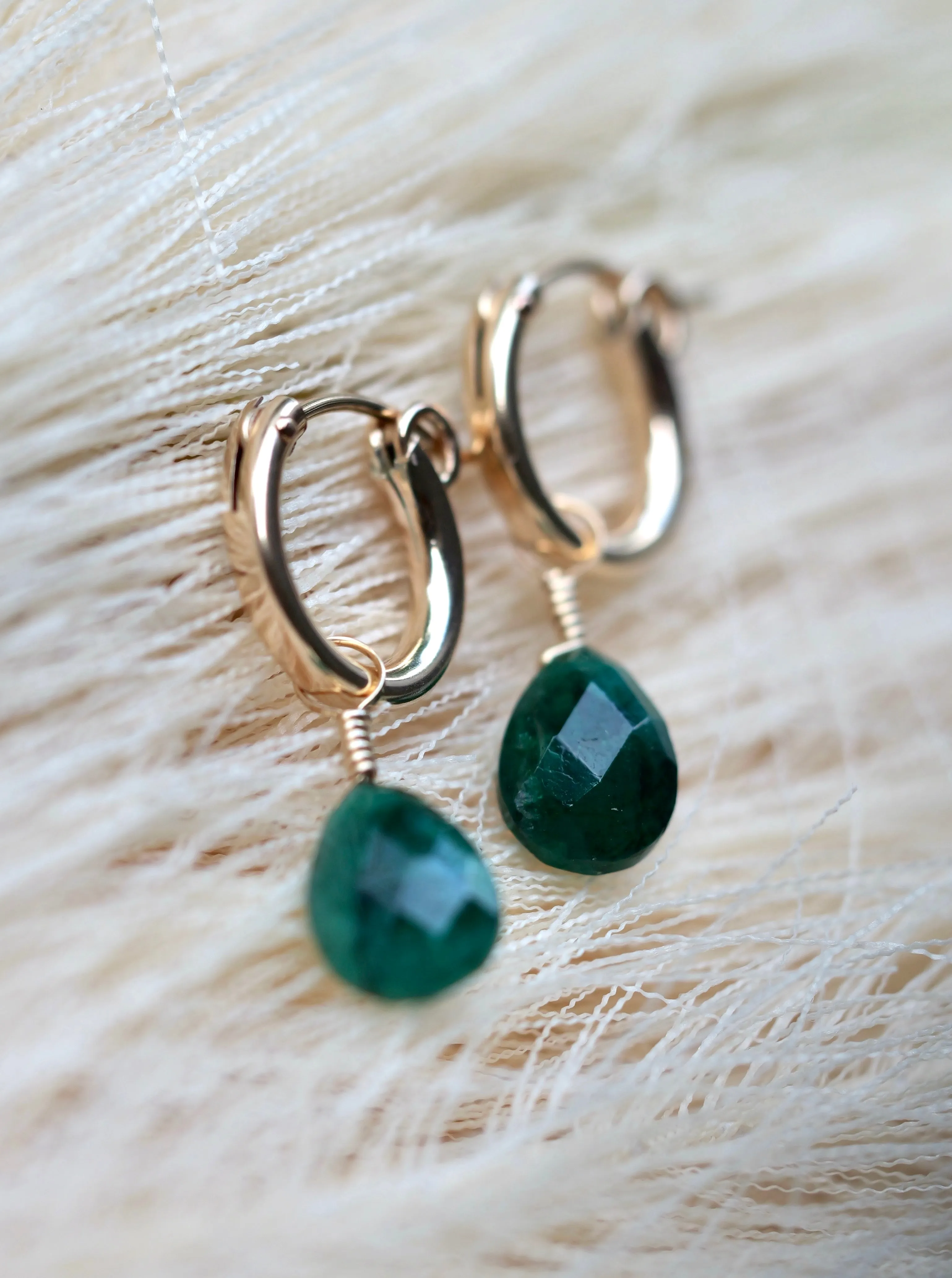 Emerald Huggie Earrings