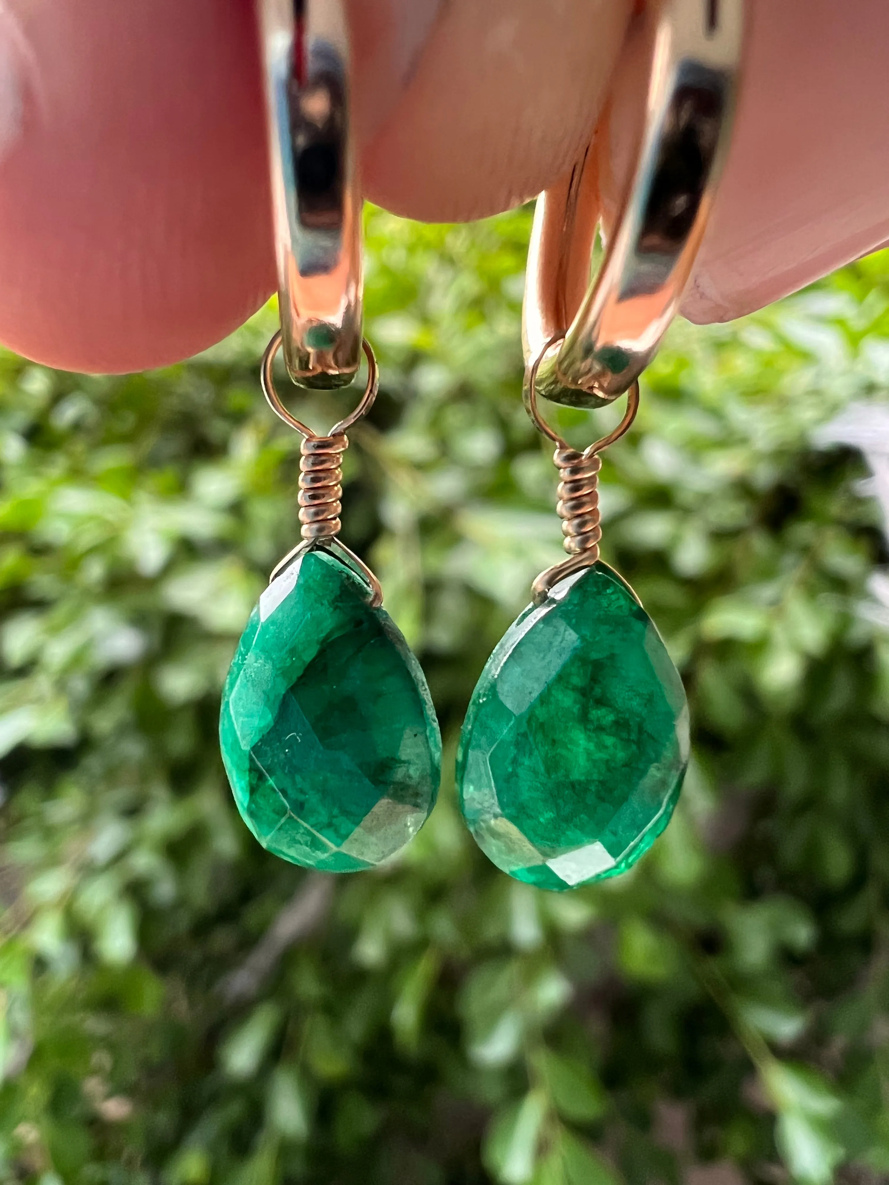 Emerald Huggie Earrings