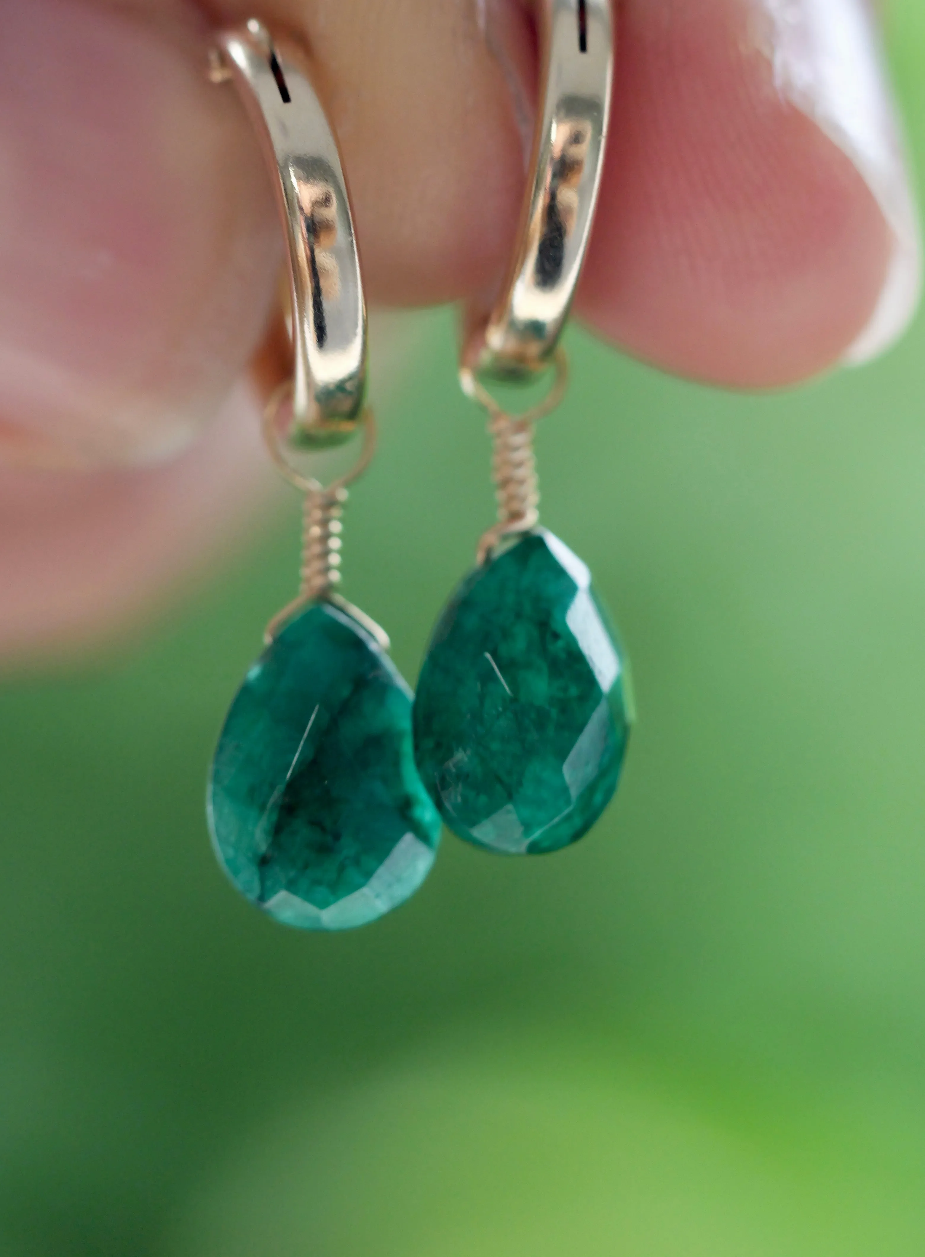 Emerald Huggie Earrings