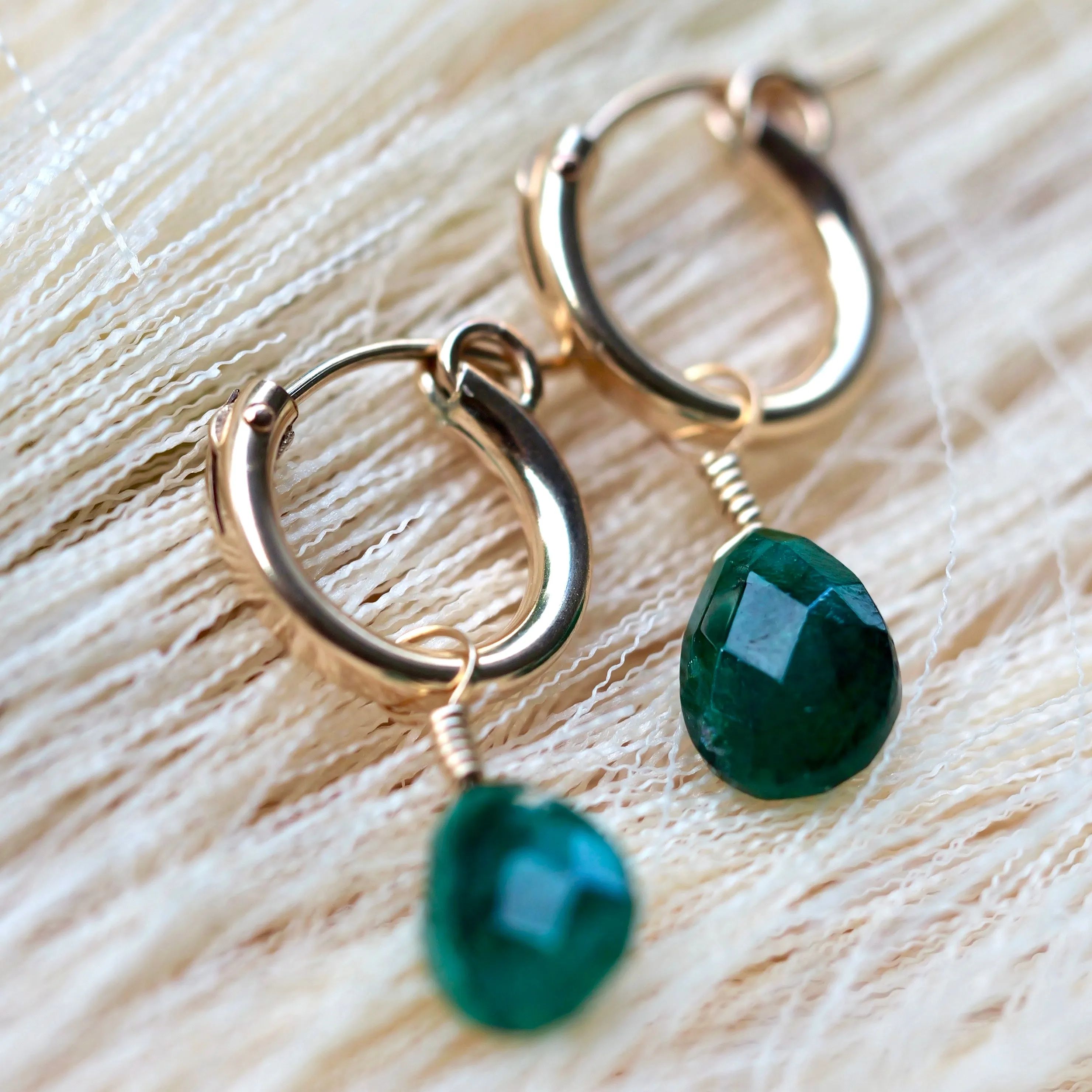 Emerald Huggie Earrings