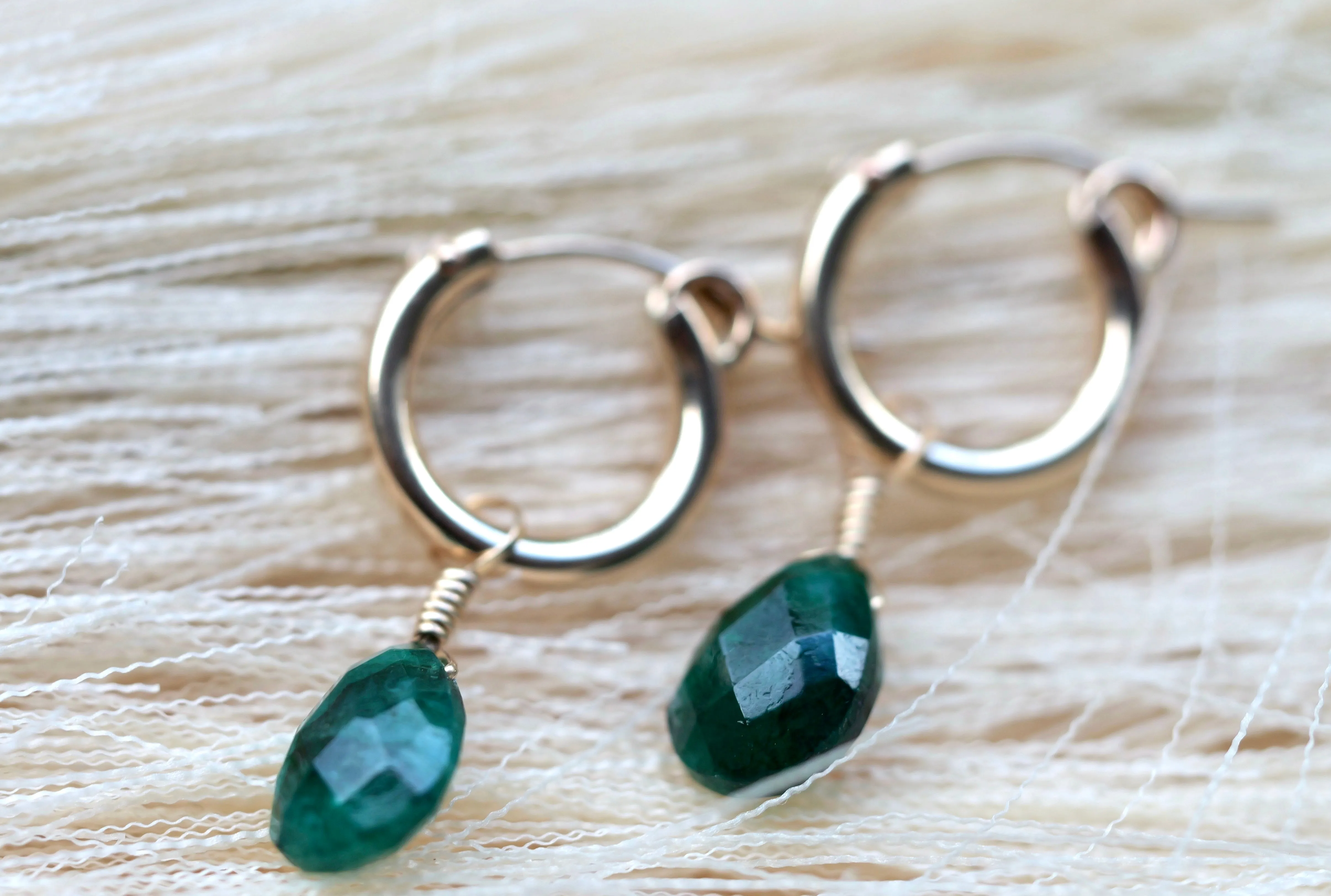 Emerald Huggie Earrings