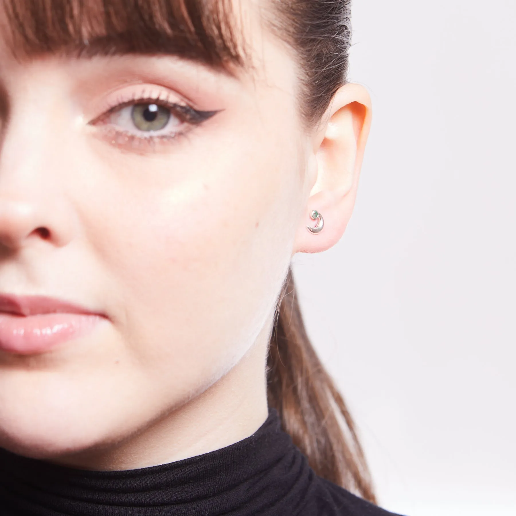 Emerald Moon Stud Earrings