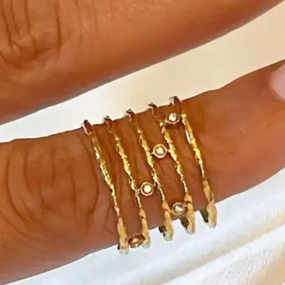 EMPIRE 18K RING  - ADJUSTABLE CUBIC ZIRCONIA STACKABLE WATERPROOF