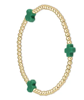 enewton Signature Cross 3mm Gold Bead with Emerald Cross Bracelet