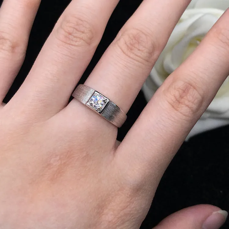 Engraved 0.3 Carat Moissanite Diamond Solitaire Ring