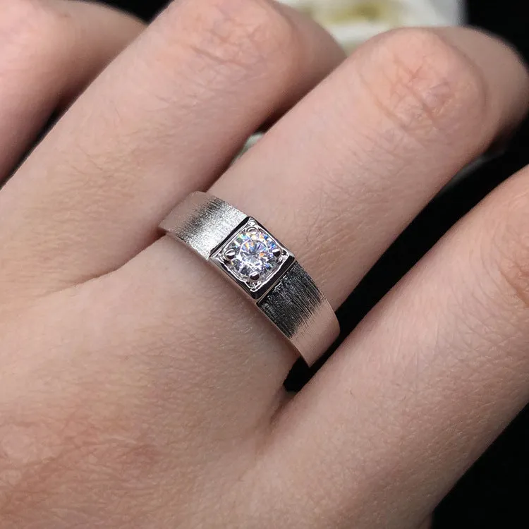 Engraved 0.3 Carat Moissanite Diamond Solitaire Ring