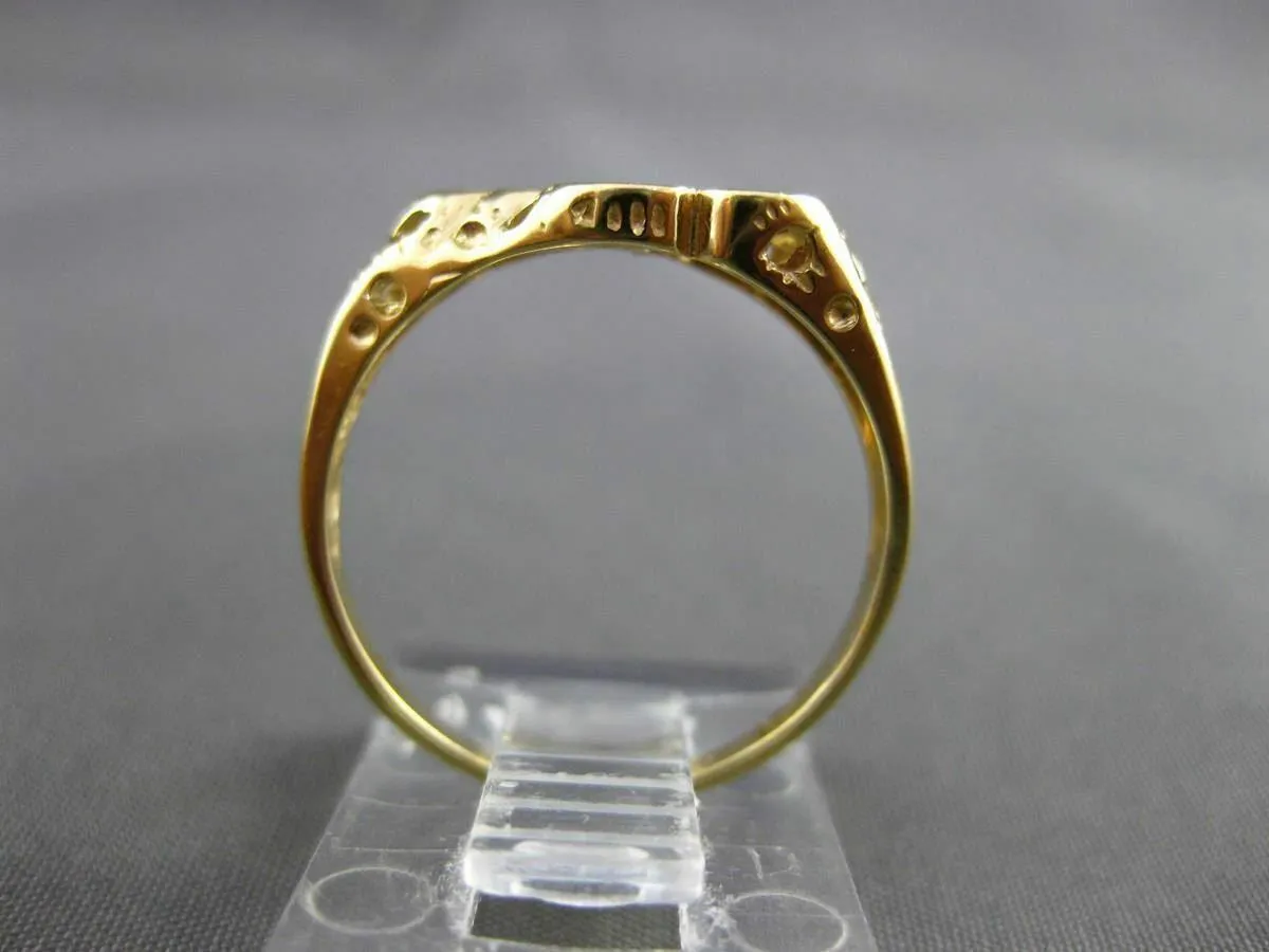 ESTATE 14KT YELLOW GOLD HANDCRAFTED DOUBLE HEART LOVE ENGRAVABLE RING 7mm #24490