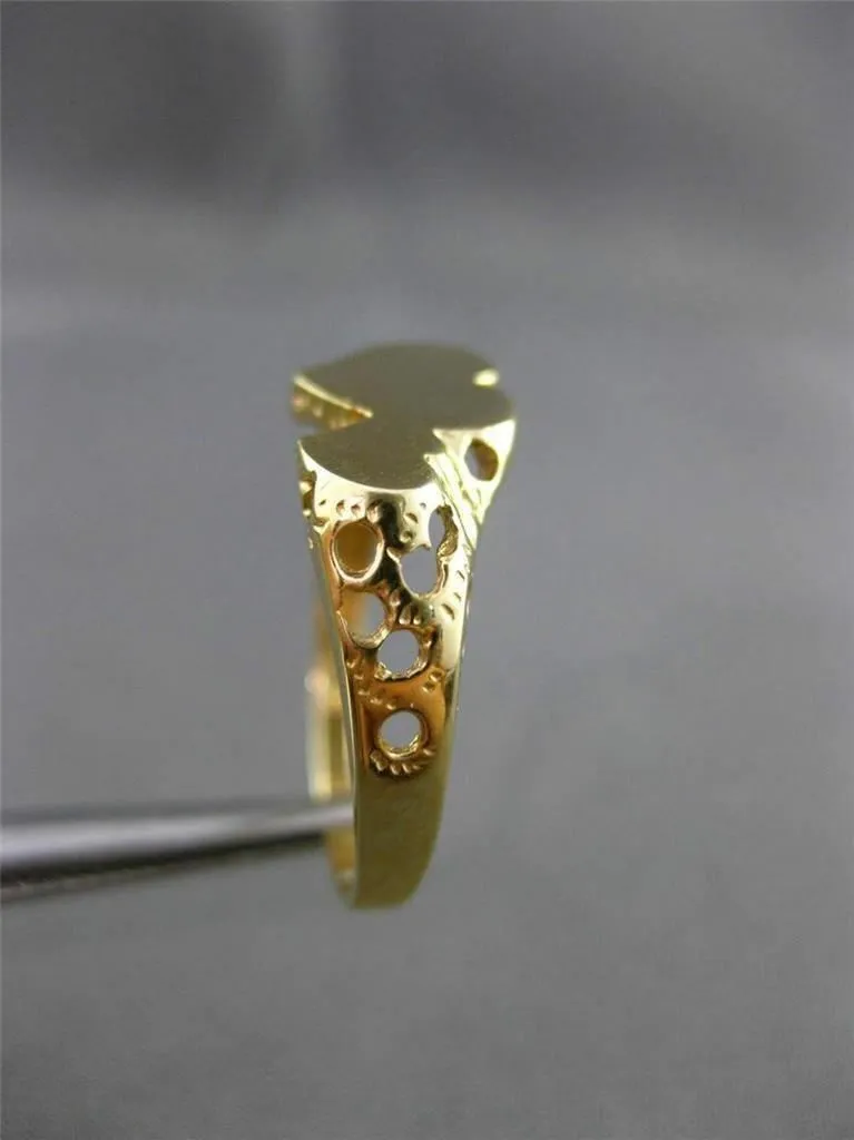 ESTATE 14KT YELLOW GOLD HANDCRAFTED DOUBLE HEART LOVE ENGRAVABLE RING 7mm #24490
