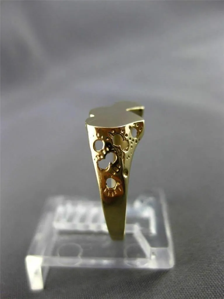 ESTATE 14KT YELLOW GOLD HANDCRAFTED DOUBLE HEART LOVE ENGRAVABLE RING 7mm #24490