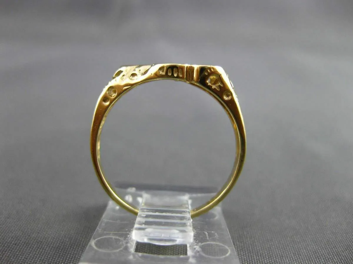 ESTATE 14KT YELLOW GOLD HANDCRAFTED DOUBLE HEART LOVE ENGRAVABLE RING 7mm #24490