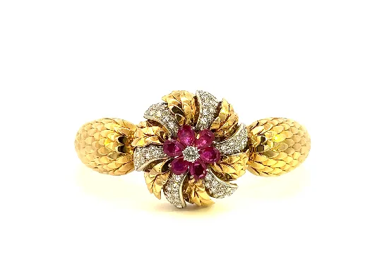 Estate Retro Era Ruby And Diamond Bracelet