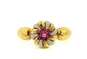 Estate Retro Era Ruby And Diamond Bracelet