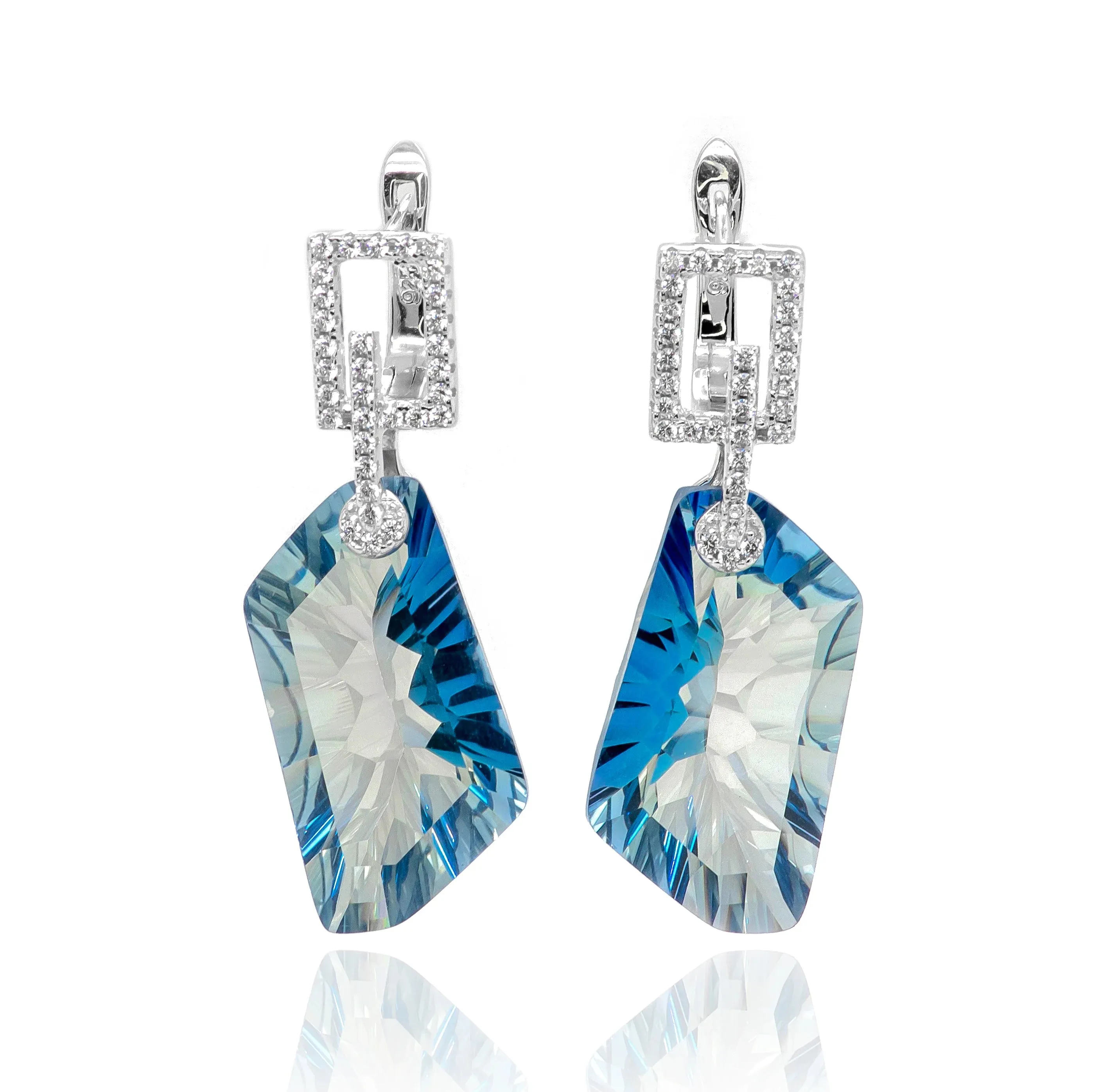 Everest Blue Quartz Earrings in Sterling Silver