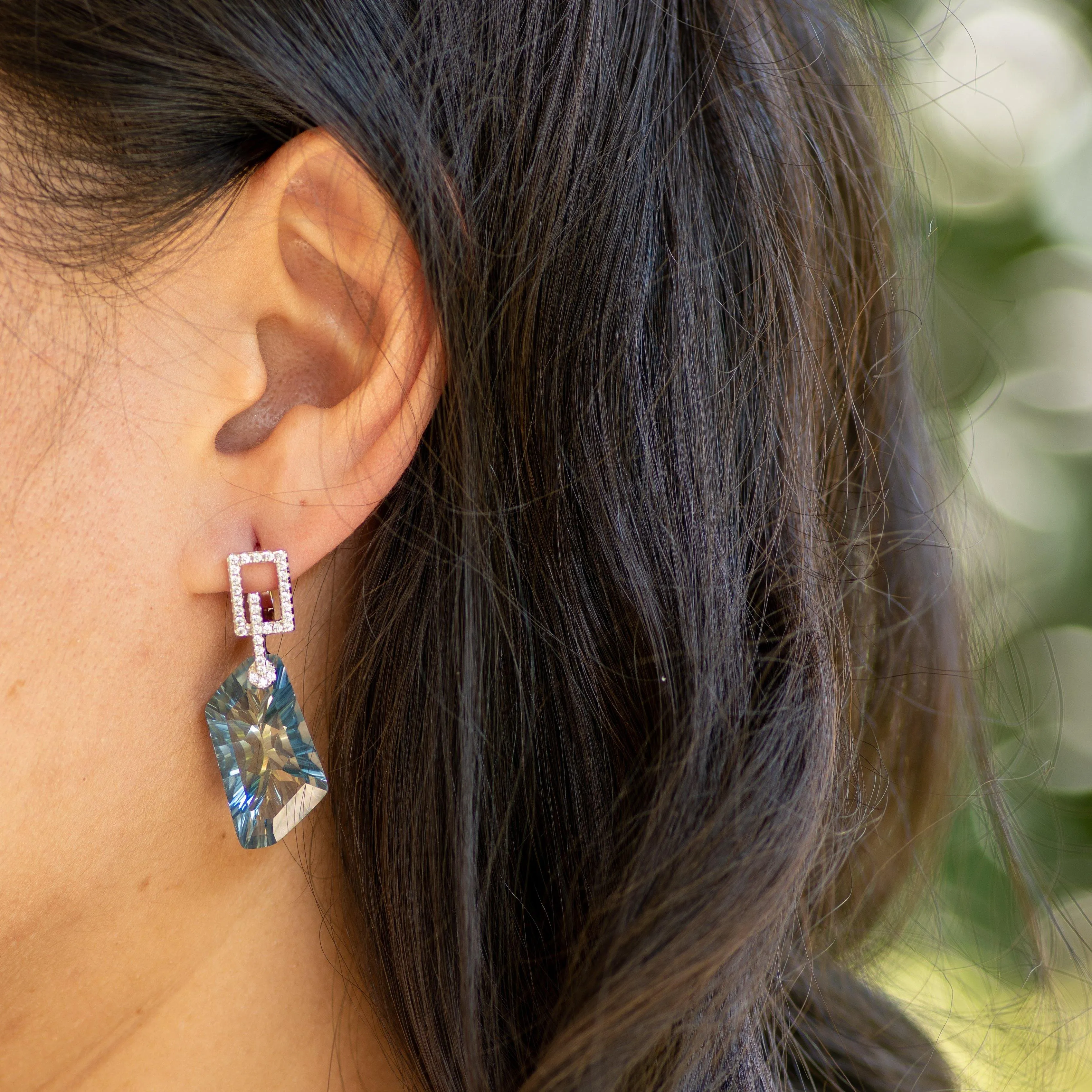 Everest Blue Quartz Earrings in Sterling Silver