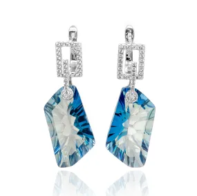 Everest Blue Quartz Earrings in Sterling Silver