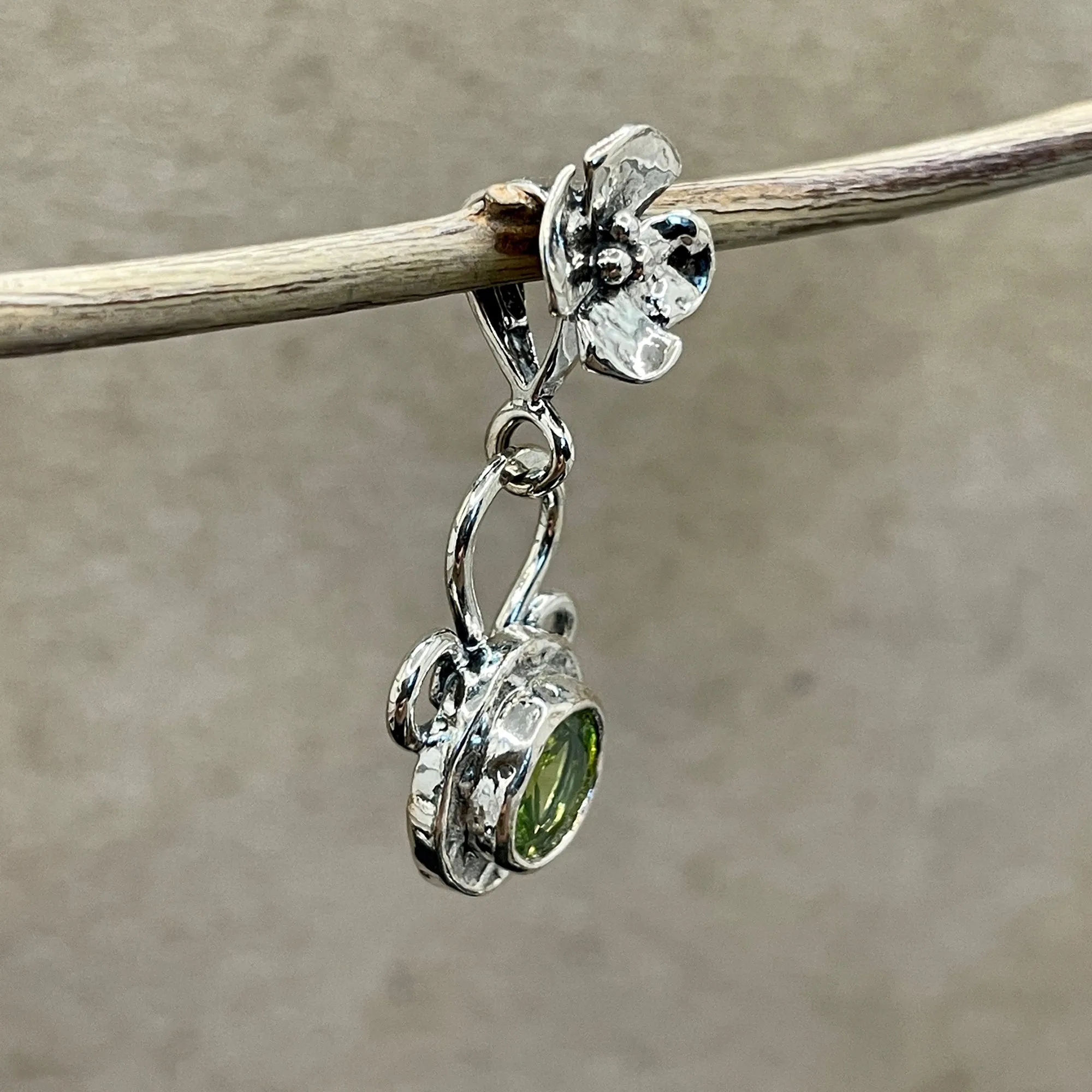 Faceted Peridot Loop Pendant