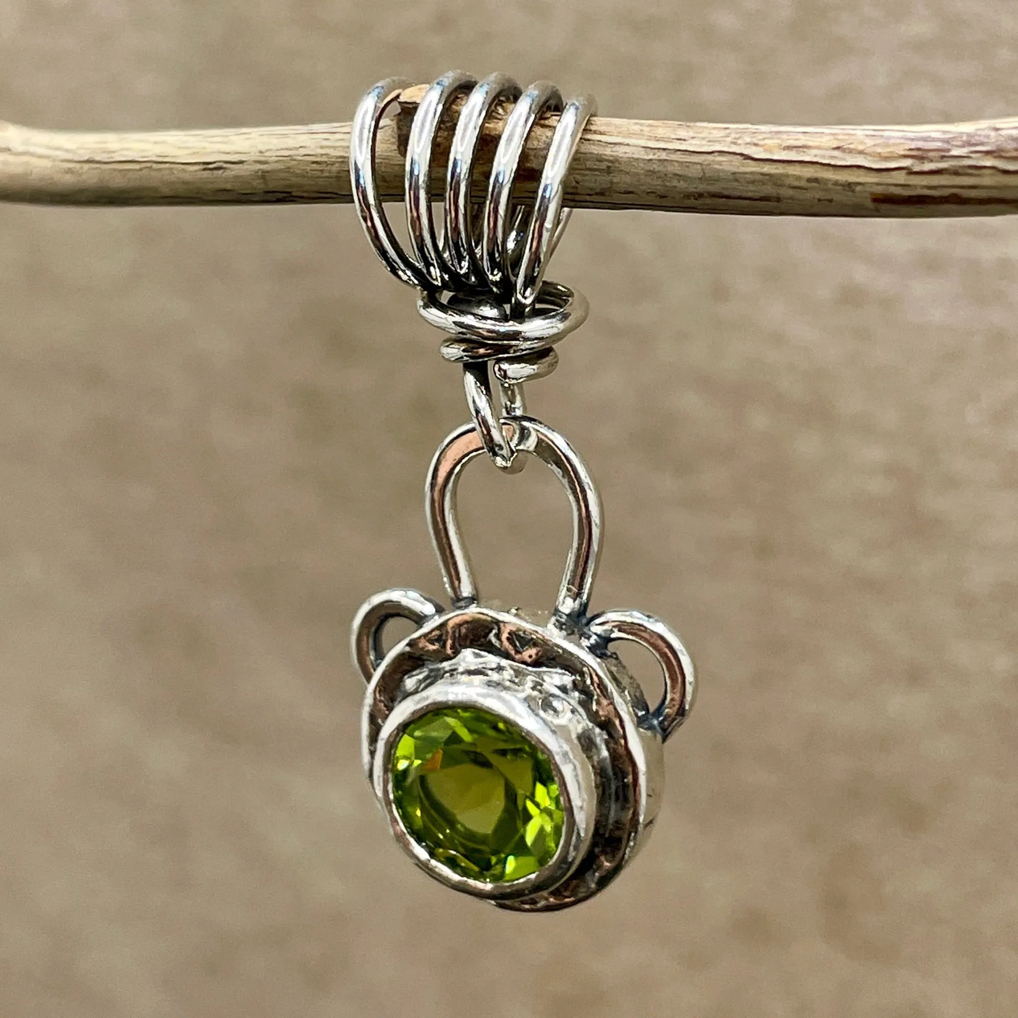 Faceted Peridot Loop Pendant