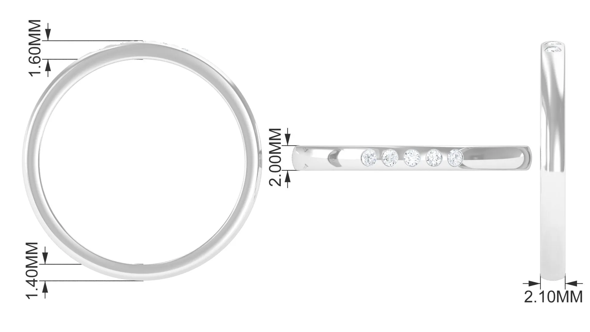 Five Stone Diamond Minimal Band Ring