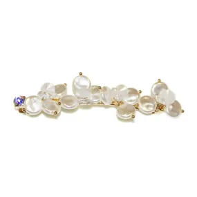 Flat Pearl Crystal Bead Diamante Barrette - Pearl/Crystal