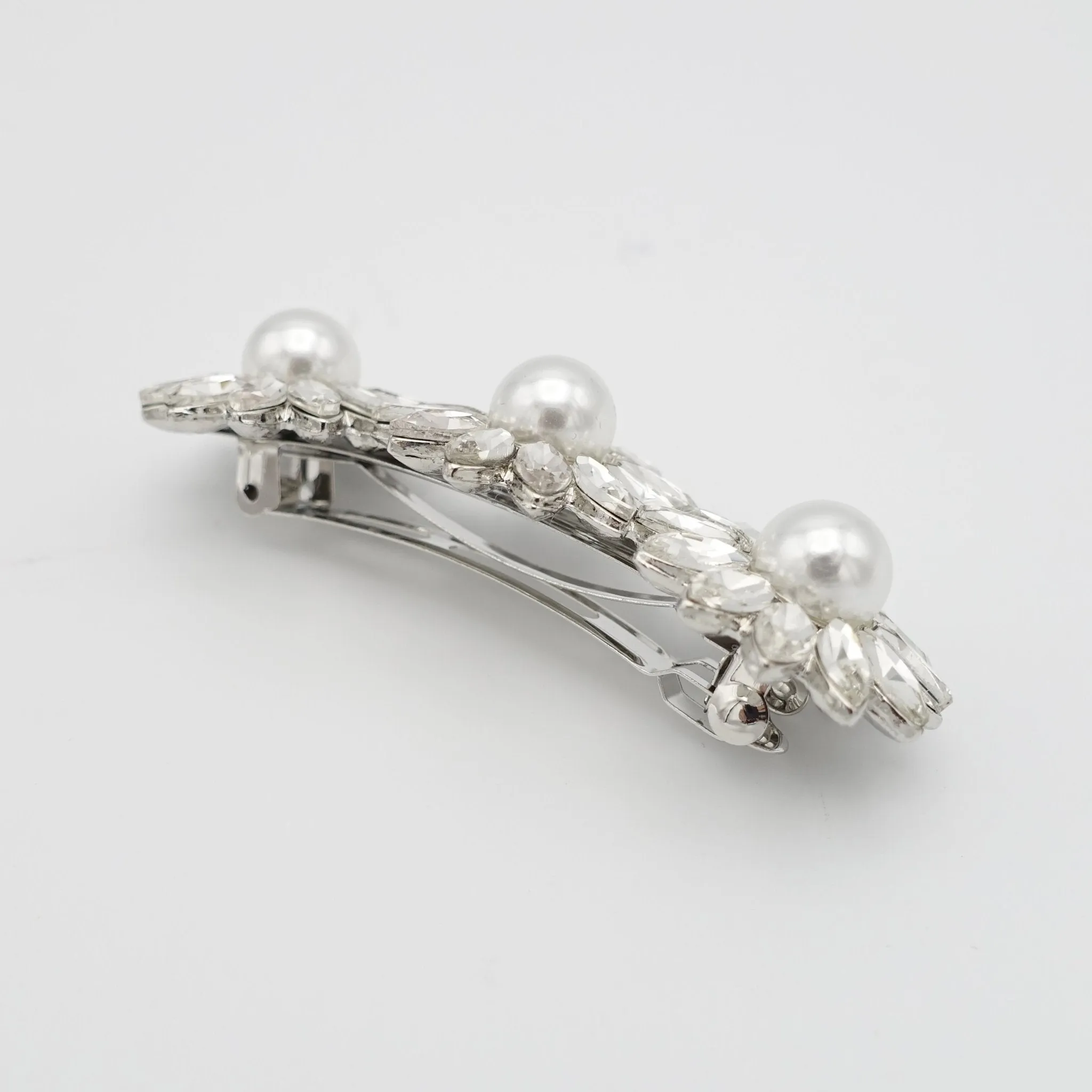 flower pearl rhinestone small hair barrette cute women hair accessory