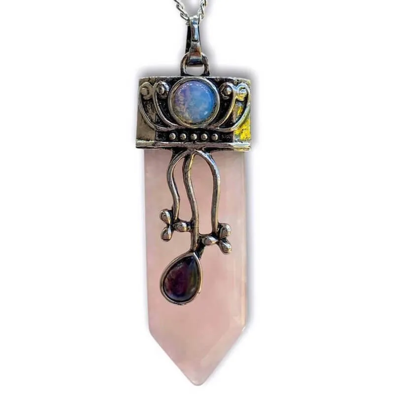 Flower Point Gemstone Pendant Necklace