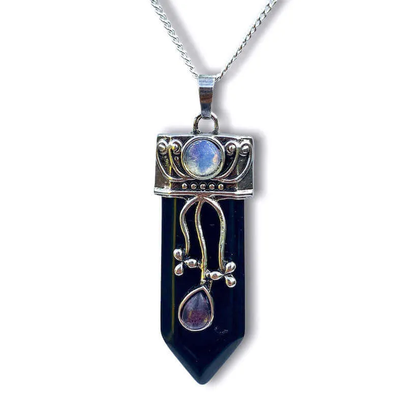 Flower Point Gemstone Pendant Necklace