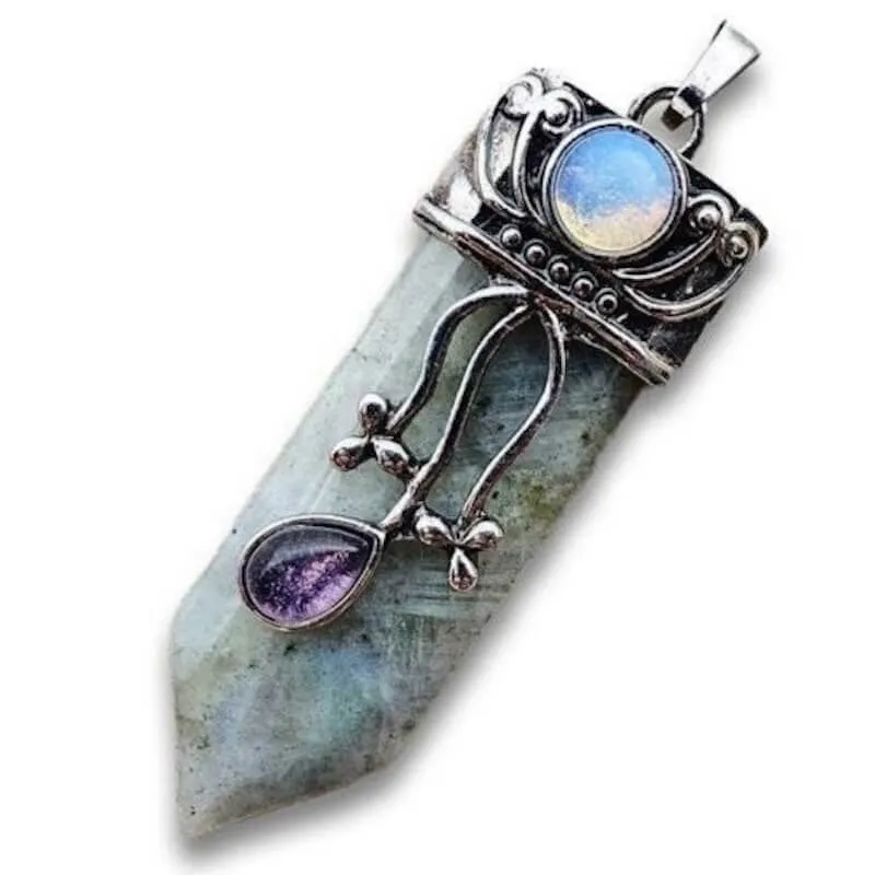 Flower Point Gemstone Pendant Necklace