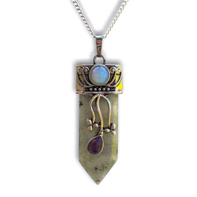 Flower Point Gemstone Pendant Necklace