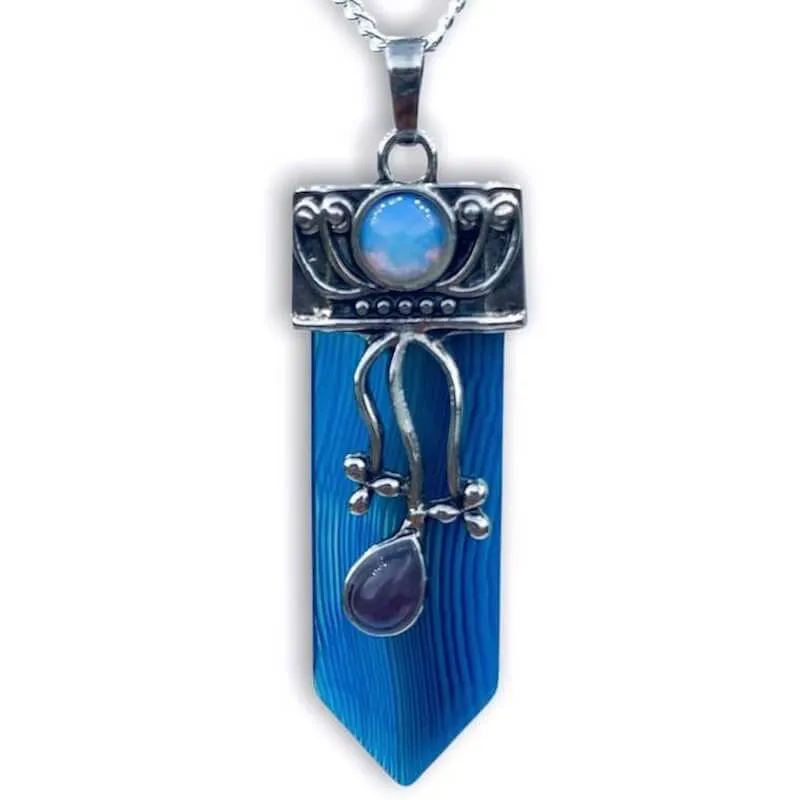 Flower Point Gemstone Pendant Necklace