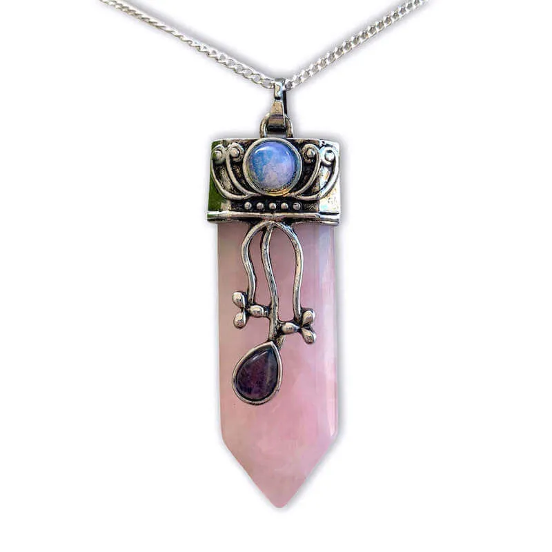 Flower Point Gemstone Pendant Necklace