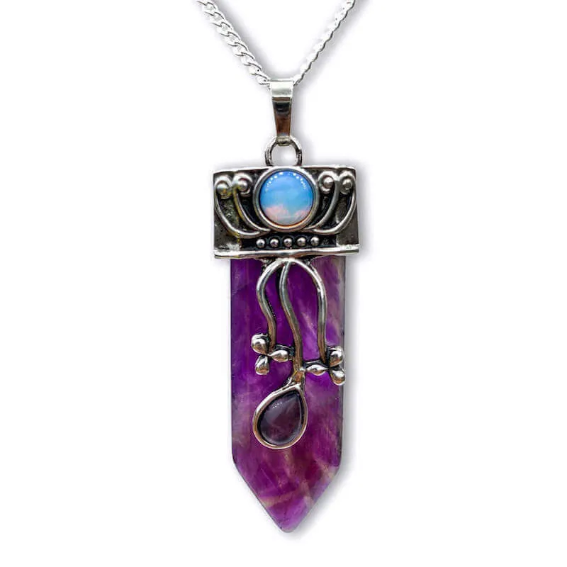 Flower Point Gemstone Pendant Necklace