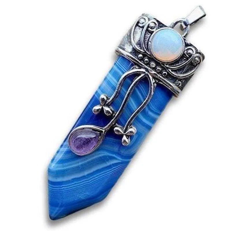 Flower Point Gemstone Pendant Necklace