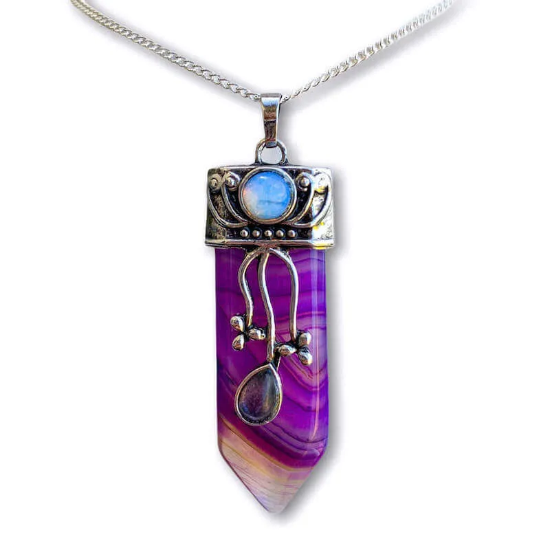 Flower Point Gemstone Pendant Necklace