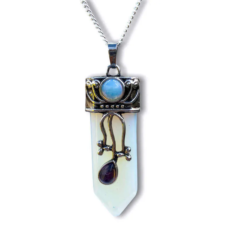 Flower Point Gemstone Pendant Necklace