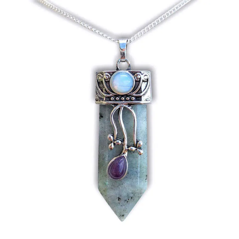 Flower Point Gemstone Pendant Necklace
