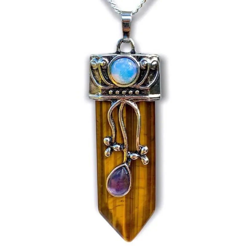 Flower Point Gemstone Pendant Necklace