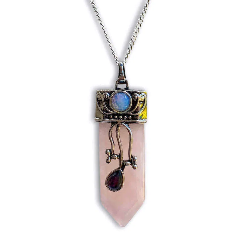 Flower Point Gemstone Pendant Necklace