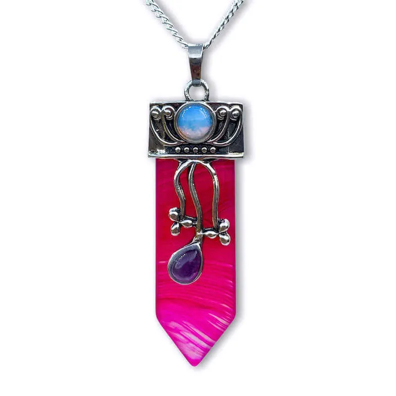 Flower Point Gemstone Pendant Necklace