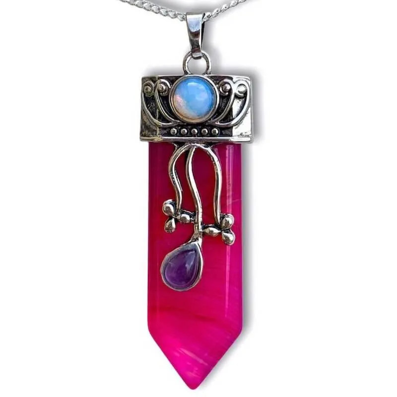 Flower Point Gemstone Pendant Necklace